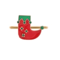 Golden Christmas stocking napkin ring with festive red and green enamel and small gemstones - Christmas Stocking Style (Z1001-2)