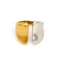 Unique two-tone stainless steel open ring with gold and silver irregular design - Irregular Fluid Shape Open Style (SB699) / Gold + Silver