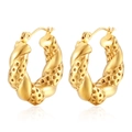 Pendientes de aro retorcidos en acero inoxidable chapado en oro de 18K de moda - Dorado