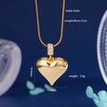Golden heart shield necklace with snake chain and zircon accents, 40+5cm length - Gold