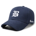 Navy blue baseball cap with 3D embroidered white B logo and Boston side detail - Adjustable / Navy Blue