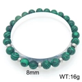 Bracciale di perline da 8mm in malachite verde con distanziali in metallo argento - Stile Texture Malachite Sintetica (KB205852-Z)