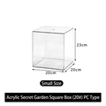 Small clear acrylic square flower bucket 20x20x23cm for floral water hydroponics - Secret Garden Square Box (20#) PC Style
