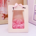 Pink gift bag with transparent window and ribbon handle for cartoon rabbit night light - Pink Window Gift Bag+Raffia