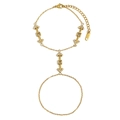 18K gold plated stainless steel arrow finger bracelet set with cubic zirconia accents - Arrow Bracelet (B0802) / Gold