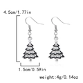 Orecchini ad albero di Natale in argento con strass, altezza 4,5 cm e larghezza 1,5 cm - Albero di Natale Argento Nero 4.5cm (ER24Y0393)
