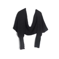 Solid black knitted scarf with sleeves, stylish acrylic wrap shawl for autumn and winter - 02# Black / 220x35CM