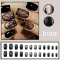Black vine press-on nails with glossy finish, hand-painted patterns, and mini rhinestones - Black Vine Rhinestone Style (D1020 Glue Type)