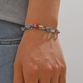 Bracciale a catena minimalista in acciaio inossidabile con dettagli in smalto colorato - Bracciale a Catena in Acciaio Inossidabile Smalto Multicolore