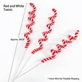 Set of 3 red and white candy cane spiral stems for DIY Christmas tree decoration - Red White Spiral Pick / Single Pack (Approx. 34cm)