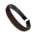 Dark brown braided hair headband with anti-slip teeth design for secure hold - 1.8cm Wide / Double Braid / Dark Brown