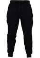Men's solid black fleece sweatpants with elastic drawstring waist and ribbed cuffs - S / Black