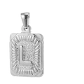 Pendentif carré en acier titane 18K argenté avec motif de lettre L embossé élégant - Lettre L