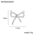 Detail view of silver bow pendant showing dimensions 1.6cm by 1.7cm and weight 1.6g - WP36642A0W1 / Silver