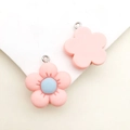 Pink resin flower charm with light blue center for DIY jewelry and keychains - Pink Resin Flower (17100) / 1 Piece/Pack (22x24mm) / Pink