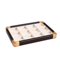 Walnut wood jewelry display tray with 12 compartments and beige velvet lining - 12-Grid Beige