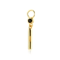 Elegant S925 sterling silver long drop earrings with black round zircon in gold finish - Style F (Black Onyx Style)