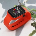 Fashionable red silicone heart square LED electronic sports watch for students - Orange