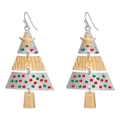 Christmas tree earrings with festive red and green polka dots and golden star top - D1450 (Colorful Christmas Tree)