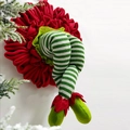 Christmas elf legs wreath with red fabric and green striped stockings for tree decor - 470A Green Leg Style