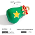 Christmas stocking alloy pendant in green with yellow star for DIY necklaces - Green Christmas Sock (PJ92611G)