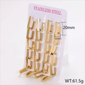 Set de pendientes de aro rectangulares de acero inoxidable chapados en oro de 18 quilates - Color Dorado 12*20mm