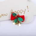 Fiocco di Natale in velluto rosso con foglie di agrifoglio e campanellini d'oro - Rosso con Foglie Verdi (Stile 4)
