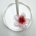 Portagioie con fiore di frangipane sfumato rosa e vassoio per anelli in resina bianca - 8cm / Fiocco di neve rosso