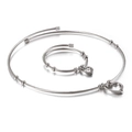 Set di gioielli con collana con ciondolo a cuore e bracciale aperto in acciaio titanio - Collezione Collana E Bracciale (KS90175-Z) / Acciaio (KS90175-Z)