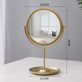 Nordic gold vanity mirror with storage tray base and 16.5cm diameter round glass - Gold Round Disk - Storage Mirror