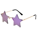 Chic star-shaped rimless sunglasses with purple lenses and gold metal frame - Gold Frame Purple Mirror