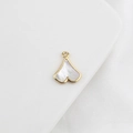 18k gold plated ginkgo leaf charm with white mother of pearl inlay for DIY jewelry - Open Fan Shape 12*14mm