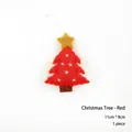 Red wool felt Christmas tree ornament with gold star and snowflake embroidery 11cm x 9cm - Christmas Tree - Red