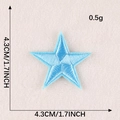 Light blue star embroidered patch accessory with knit texture and 4.3cm diameter size - Light Blue Five-Pointed Star (G1L-A-2-8 Iron-On)