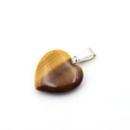 Tiger eye heart pendant with striped brown gemstone texture and silver metal clasp - Tiger Eye Stone Bracelet