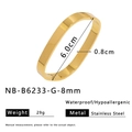 Bracelet plat en acier inoxydable plaqué or 18K diamètre 6,0cm bijou hypoallergénique - Or (NB-B6233-G-8mm)