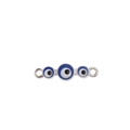 Detailed silver Evil Eye jewelry connector with blue enamel for DIY bracelets and necklaces - Silver Triple Eye / 10 Pieces Pack