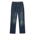Pantalones vaqueros azul oscuro para mujer con corte recto y efecto lavado vintage - XS / Pantalones