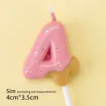 Pink and brown number 4 birthday candle with gold glitter, size 4cm by 3.5cm - Chocolate Number 4 / Pink
