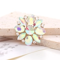 Marquise crystal flower accessory with AB color stones and gold base for car or shoes - AB Color