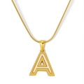 Collier plaqué or 18K avec pendentif lettre A en nacre et chaîne serpent élégante - Lettre A en Émail Blanc Cassé (003-A)