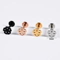 Piercing labbro a quadrifoglio in acciaio inox nero, oro rosa, oro e argento 5mm - Quadrifoglio / 1.2x8mm / Color Acciaio