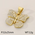 Colgante mariposa dorado con cristales, talla 32x25mm y un peso de 12g - Solo Colgante (KP130933-MZOZ) / Dorado