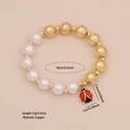 Fashionable beaded bracelet with white pearls and a red enamel ladybug charm - Seven-Spot Ladybug Red Pendant Style (3#)