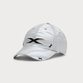 Close-up of metallic silver baseball cap with black embroidered X logo and fabric texture - Adjustable / Space Silver (Style 1)