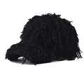 Casquette de baseball noire en laine d'agneau à poils longs avec visière incurvée - Réglable / Noir