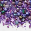 DIY purple and blue mixed beads set featuring stars and hearts for jewelry making - Crystal Purple Series