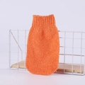 Exfoliating bath glove in orange nylon polyester fabric leaning on a white mesh rack - Single Loose Pack (Full Wrap Style) / Orange