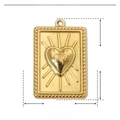 Detail view of gold stainless steel love heart pendant with 27mm by 18mm dimensions - Heart Tag (YE517)