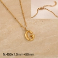 Golden letter G titanium steel necklace with sparkling rhinestones and beaded chain - Gold Letter G (KN286976-Z)